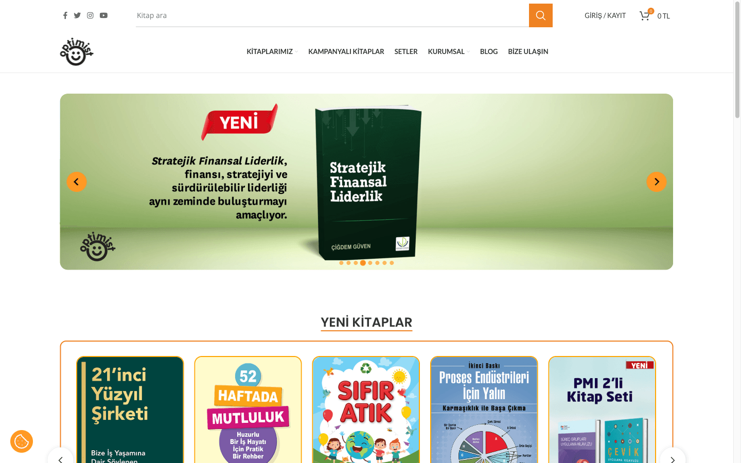 Optimist Kitap e-ticaret sitesi ana sayfası